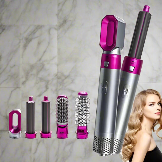 5-in-1 Hot Air Comb Automatic Curling Iron & Straightener Tool for Professional Styling and Versatile Hair Looks